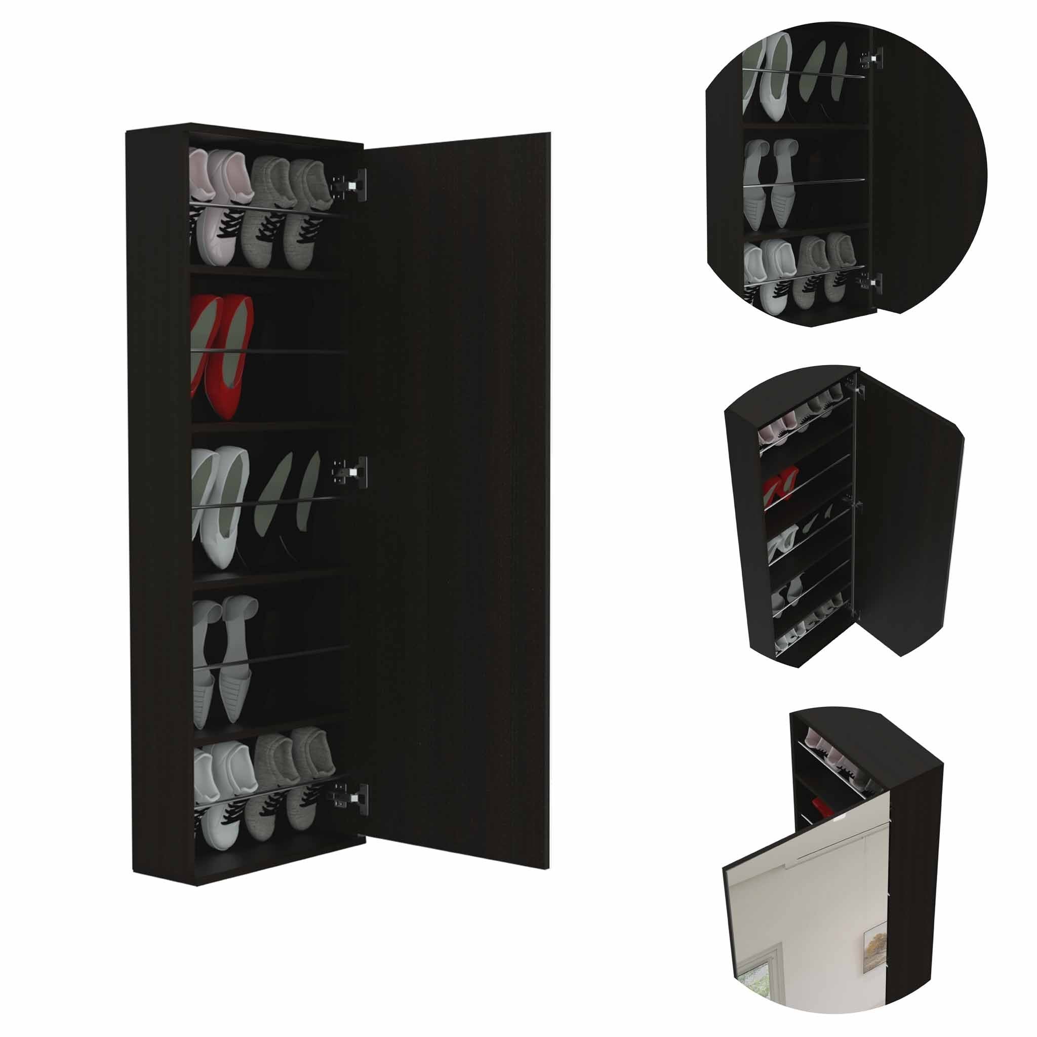 Black Mirrored Shoe Rack Depot